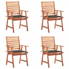 Chaises à dîner d'extérieur 4 pcs avec coussins acacia massif