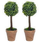 Plantes de buis artificiel 2 pcs avec pots boule vert 41 cm