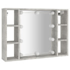 Armoire à miroir avec led gris béton 76x15x55 cm