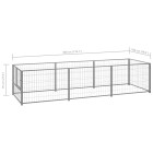 Chenil extérieur cage enclos parc animaux chien argenté 3 m² acier  02_0000264