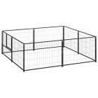 Chenil extérieur cage enclos parc animaux chien noir 4 m² acier  02_0000531