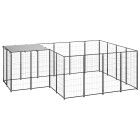 Chenil extérieur cage enclos parc animaux chien 6,05 m² acier noir  02_0000547