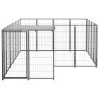 Chenil extérieur cage enclos parc animaux chien 6,05 m² acier noir  02_0000547
