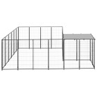 Chenil extérieur cage enclos parc animaux chien 8,47 m² 110 cm acier noir  02_0000559