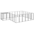 Chenil extérieur cage enclos parc animaux chien 12,1 m² 110 cm acier noir