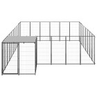 Chenil extérieur cage enclos parc animaux chien 15,73 m² 110 cm acier noir