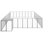Chenil extérieur cage enclos parc animaux chien 30,25 m² 110 cm acier noir