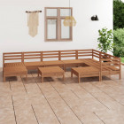 Salon de jardin 10 pcs bois de pin massif marron miel