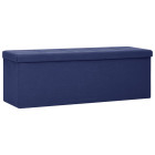 Banc de rangement pliable bleu faux lin