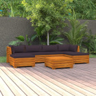 Salon de jardin 7 pcs avec coussins bois d'acacia solide