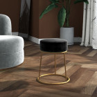 Tabouret rond noir velours