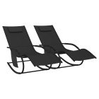 Chaises longues à bascule 2 pcs noir acier et textilène helloshop26 02_0011974