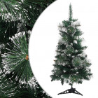 Sapin de noël artificiel avec support vert et blanc 90 cm pvc