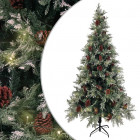 Sapin de noël led et pommes de pin vert/blanc 225 cm pvc et pe