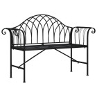 Banc de jardin meuble de patio d'extérieur terrasse 2 places 128 x 44,5 x 88 cm noir acier helloshop26 02_0011282