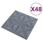 Panneaux muraux 3d 48 pcs 50x50 cm gris origami 12 m²