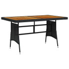 Table de jardin noir 130x70x72 cm résine tressée et acacia