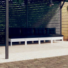 Canapé 4 places de jardin bois de pin avec coussins anthracite - Couleur du bois au choix
