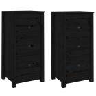 Buffets 2 pcs noir 40x35x80 cm bois massif de pin