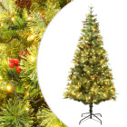  Sapin de Noël avec LED et pommes de pin Vert 150 cm PVC et PE
