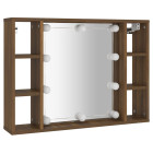 Armoire à miroir avec led chêne 76 x 15 x 55 cm marron helloshop26 02_0006667
