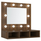 Armoire à miroir avec led chêne 60 x 31,5 x 62 cm marron helloshop26 02_0006665