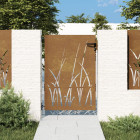 Portail de jardin 85x150 cm acier corten conception d'herbe
