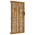Portail de jardin 85x175 cm acier corten design de bambou
