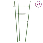 Supports pour plantes de jardin 3 anneaux 5pcs vert 45 cm acier