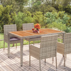 Table de jardin dessus en bois gris 150x90x75 cm résine tressée