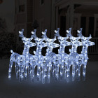 Rennes de noël 6 pcs 240 led blanc froid acrylique