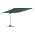 Parasol meuble de jardin sol déporté avec mât en aluminium 300 x 300 cm vert helloshop26 02_0008512