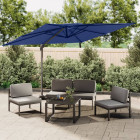 Parasol cantilever à double toit bleu azuré 400x300 cm