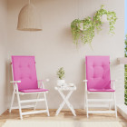 Coussins de chaise de jardin à dossier haut lot de 2 rose tissu