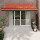 Auvent rétractable orange et marron 3x2,5 m tissu et aluminium