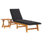 Transat chaise longue bain de soleil lit de jardin terrasse meuble d'extérieur avec table résine tressée et bois massif d'acacia helloshop26 02_0012691