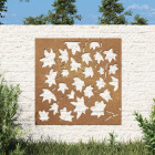 Décoration murale jardin 55x55 cm acier corten design feuille