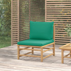 Canapé central de jardin avec coussins vert bambou