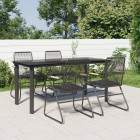 Mobilier à dîner de jardin 5 pcs noir rotin pvc