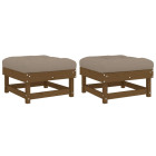 Repose-pieds de jardin avec coussins 2 pcs marron miel bois pin