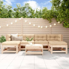 Salon de jardin 7 pcs avec coussins bois massif