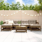 Salon de jardin 7 pcs avec coussins marron miel bois massif