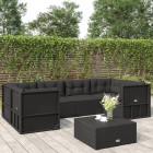 Salon de jardin 6 pcs avec coussins noir résine tressée