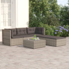 Salon de jardin 5 pcs avec coussins gris résine tressée