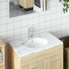 Évier de salle de bain blanc 37x31x17,5 cm ovale céramique