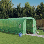 Serre avec cadre en acier vert 28 m² 14x2x2 m