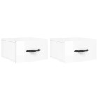 Tables de chevet murales 2 pcs blanc brillant 35x35x20 cm