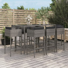 Ensemble de bar de jardin 9 pcs avec coussins gris poly rotin