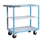 Servante mécano-soudée 3 plateaux mélaminé 850 x 500 mm roues CC 250 kg - 880701112