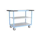 Servante mécano-soudée double poignées 3 plateaux mélaminé 850 x 500 mm roues TPE - 880701522